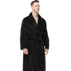 Men's Yurhap Fleece Plush Robe with Belt abd Pockets Small/Medium